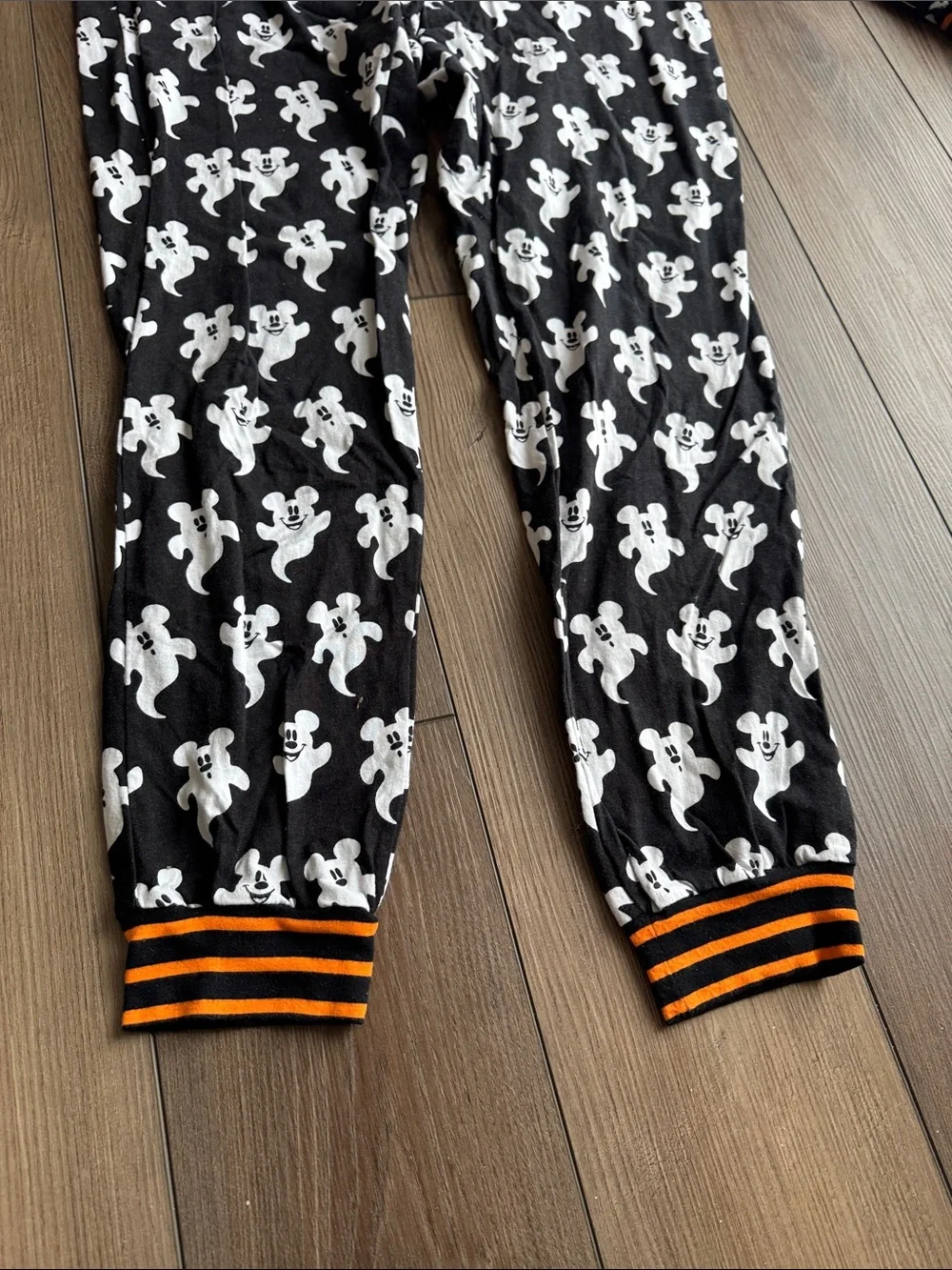 *Adult Disney Mickey Mouse Ghost-Print Hooded One-Piece Pajamas - Picture 6 of 6